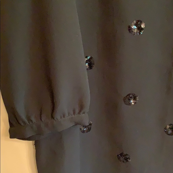 Old Navy Black Polka Dot Sequin Chiffon Blouse - Picture 2 of 5